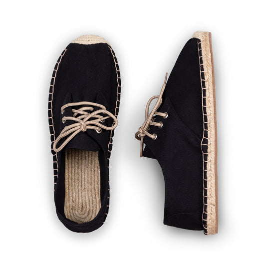Women's Jet Black Lace-Up Espadrilles