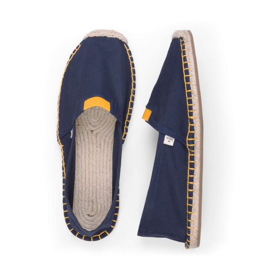 Kingdom of Wow Navy Blue Yellow Handmade Espadrilles for Women